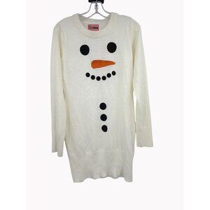 Tipsy Elves Snowman Sweater Dress Womens M White Acrylic Holiday Tunic